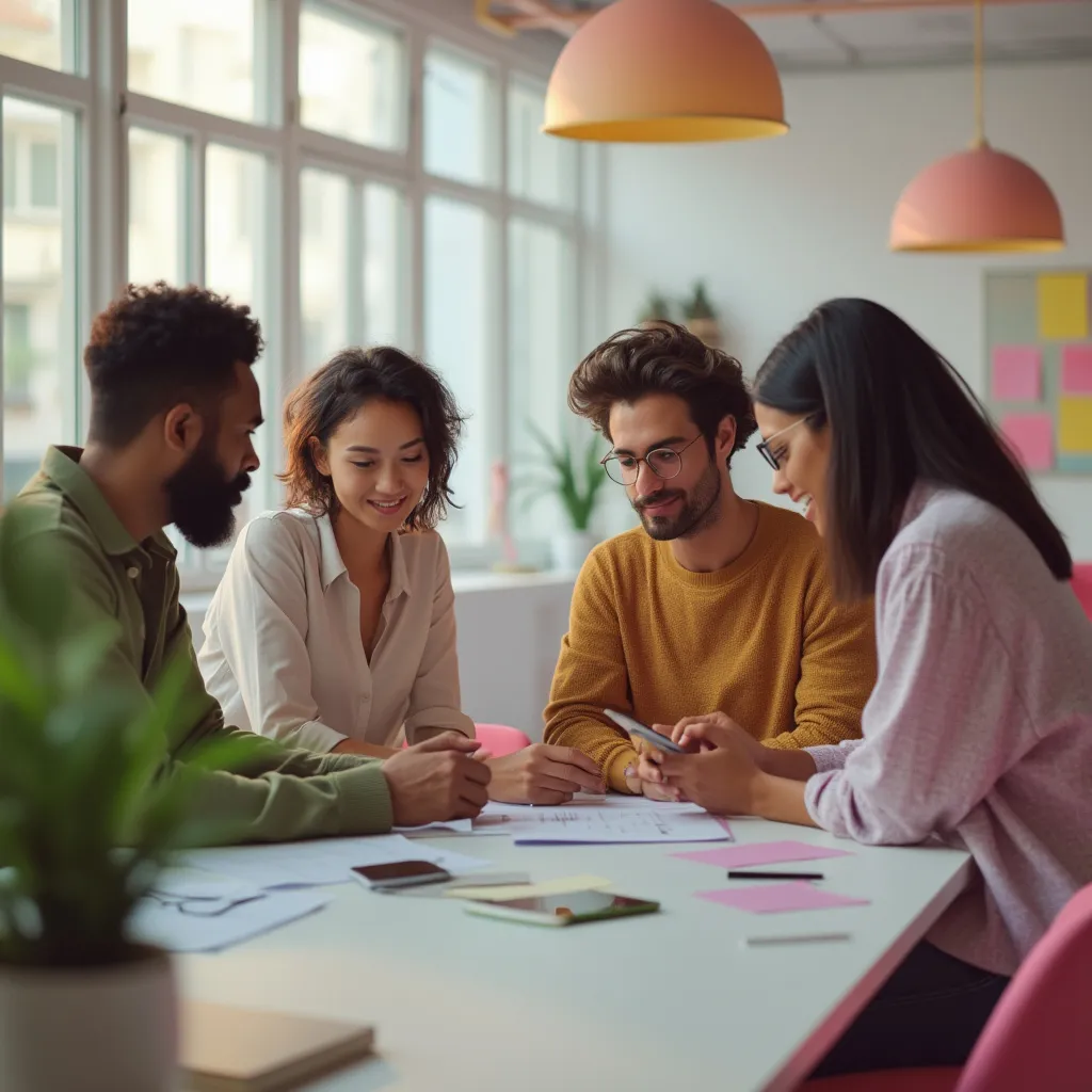 Imagen de galería: equipo colaborando en oficina moderna